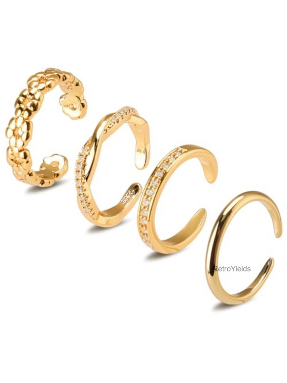 14K Gold Filled Adjustable Toe Ring Set Open Band Beach Foot Jewelry